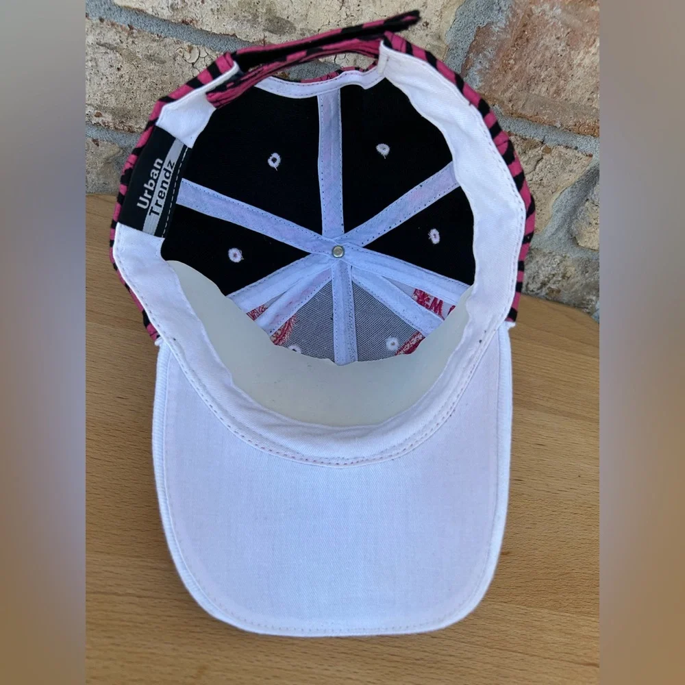 Urban Trendz New Orleans Embroidery Pink‎ Black White Zebra Print Baseball Cap